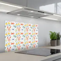 KitchenYeah Spatscherm 70x50 cm - Zelfklevende achterwand Zee - Sfeer - Citroen - Vis - Keuken muurbeschermer - Spatwand fornuis