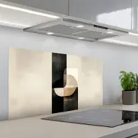 KitchenYeah Spatscherm 100x50 cm - Zelfklevende achterwand Modern - Vierkant - Vormen - Keuken muurbeschermer - Spatwand fornuis
