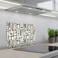 KitchenYeah Spatscherm 60x45 cm - Zelfklevende achterwand Donker - Wit - Abstract - Keuken muurbeschermer - Spatwand fornuis