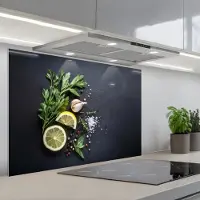 KitchenYeah Spatscherm 80x55 cm - Zelfklevende achterwand Verse ingrediënten - Compositie - Artistiek - Keuken muurbeschermer - Spatwand fornuis