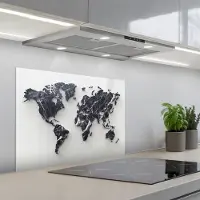 KitchenYeah Spatscherm 70x55 cm - Zelfklevende achterwand Wereldkaart - Marmer print - Modern - Keuken muurbeschermer - Spatwand fornuis