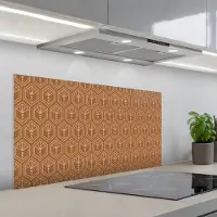 KitchenYeah Spatscherm 100x50 cm - Zelfklevende achterwand Bruin - Roze - Geometrisch - Patroon - Keuken muurbeschermer - Spatwand fornuis