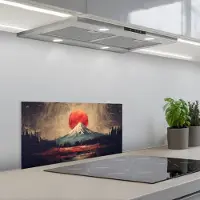 KitchenYeah Spatscherm 60x30 cm - Zelfklevende achterwand Bergtop - Sneeuw - Zon - Keuken muurbeschermer - Spatwand fornuis