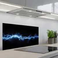 KitchenYeah Spatscherm 90x45 cm - Zelfklevende achterwand Gaming - Bliksemflits - Blauw - Energie - Keuken muurbeschermer - Spatwand fornuis