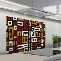 KitchenYeah Spatscherm 100x65 cm - Zelfklevende achterwand Abstract - Patroon - Rood - Keuken muurbeschermer - Spatwand fornuis