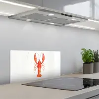 KitchenYeah Spatscherm 70x30 cm - Zelfklevende achterwand Kreeft - Waterverf - Aquarel - Oranje - Keuken muurbeschermer - Spatwand fornuis