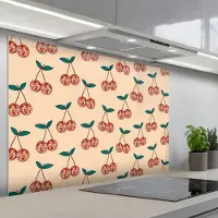 KitchenYeah Spatscherm 120x80 cm - Zelfklevende achterwand Kers - Disco - Patroon - Keuken muurbeschermer - Spatwand fornuis