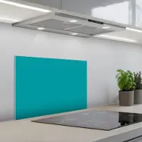 KitchenYeah Spatscherm 60x40 cm - Zelfklevende achterwand Blauw - Effen kleur - Keuken muurbeschermer - Spatwand fornuis