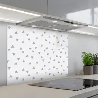 KitchenYeah Spatscherm 90x70 cm - Zelfklevende achterwand Blauw - Driehoek - Patroon - Keuken muurbeschermer - Spatwand fornuis