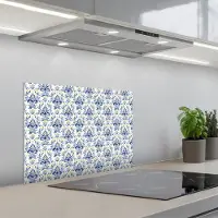 KitchenYeah Spatscherm 60x45 cm - Zelfklevende achterwand Frans - Citroen - Royaal - Blauw - Geel - Keuken muurbeschermer - Spatwand fornuis