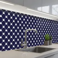 KitchenYeah Keuken achterwand 300x60 cm - Spatscherm zelfklevend Oceaan - Schelp - Blauw - Wit - Muurbeschermer - Spatwand fornuis