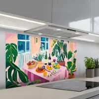KitchenYeah Spatscherm 120x60 cm - Zelfklevende achterwand Tafel - Wijn - Fruit - Keuken muurbeschermer - Spatwand fornuis