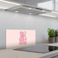 KitchenYeah Spatscherm 60x30 cm - Zelfklevende achterwand Beer - Roze - Snoep - Keuken muurbeschermer - Spatwand fornuis