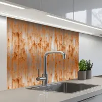 KitchenYeah Keuken achterwand 100x80 cm - Spatscherm zelfklevend Metaal - Grijs - Oranje - Roest print - Muurbeschermer - Spatwand fornuis