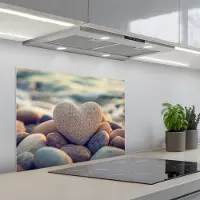 KitchenYeah Spatscherm 70x55 cm - Zelfklevende achterwand Hart - Stenen - Natuur - Keien - Zen - Kiezelstenen - Keuken muurbeschermer - Spatwand fornuis