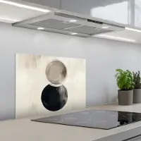 KitchenYeah Spatscherm 60x45 cm - Zelfklevende achterwand Cirkels - Vorm - Beige - Abstract - Keuken muurbeschermer - Spatwand fornuis