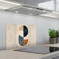 KitchenYeah Spatscherm 60x40 cm - Zelfklevende achterwand Cirkels - Abstract - Kleurrijk - Keuken muurbeschermer - Spatwand fornuis