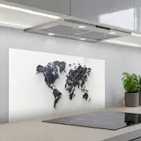 KitchenYeah Spatscherm 100x50 cm - Zelfklevende achterwand Wereldkaart - Marmer print - Modern - Keuken muurbeschermer - Spatwand fornuis