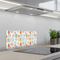 KitchenYeah Spatscherm 70x30 cm - Zelfklevende achterwand Zee - Sfeer - Mozaïek - Wijn - Keuken muurbeschermer - Spatwand fornuis