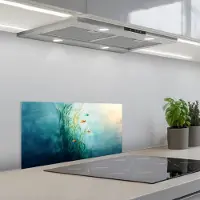 KitchenYeah Spatscherm 70x30 cm - Zelfklevende achterwand Waterplanten - Vissen - Kleurrijk - Water - Keuken muurbeschermer - Spatwand fornuis
