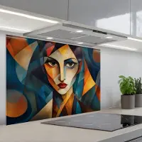 KitchenYeah Spatscherm 80x55 cm - Zelfklevende achterwand Portret - Abstract - Vormen - Keuken muurbeschermer - Spatwand fornuis
