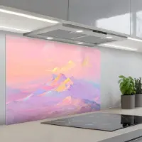 KitchenYeah Spatscherm 90x60 cm - Zelfklevende achterwand Bergtoppen - Wolken - Dromerig - Keuken muurbeschermer - Spatwand fornuis