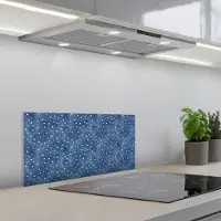 KitchenYeah Spatscherm 60x30 cm - Zelfklevende achterwand Frans - Citroen - Stippen - Wit - Blauw - Keuken muurbeschermer - Spatwand fornuis