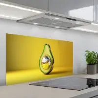 KitchenYeah Spatscherm 100x50 cm - Zelfklevende achterwand Avocado - Discobal - Geel - Glitter - Keuken muurbeschermer - Spatwand fornuis