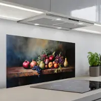 KitchenYeah Spatscherm 100x50 cm - Zelfklevende achterwand Rustiek - Stilleven - Fruit - Keuken muurbeschermer - Spatwand fornuis
