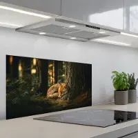 KitchenYeah Spatscherm 80x40 cm - Zelfklevende achterwand Vos - Bos - Slapen - Keuken muurbeschermer - Spatwand fornuis