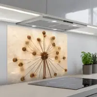 KitchenYeah Spatscherm 80x60 cm - Zelfklevende achterwand Bloemen - Bruin - Planten - Botanisch - Keuken muurbeschermer - Spatwand fornuis