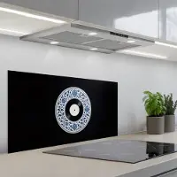 KitchenYeah Spatscherm 80x40 cm - Zelfklevende achterwand Vinyl - LP - Delfts Blauw - Muziek - Keuken muurbeschermer - Spatwand fornuis
