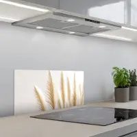 KitchenYeah Spatscherm 60x30 cm - Zelfklevende achterwand Pampas gras - Pluimen - Beige - Natuur - Keuken muurbeschermer - Spatwand fornuis