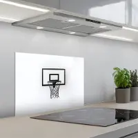 KitchenYeah Spatscherm 60x45 cm - Zelfklevende achterwand Basketbalbord - Minimalistisch - Zwart - Keuken muurbeschermer - Spatwand fornuis