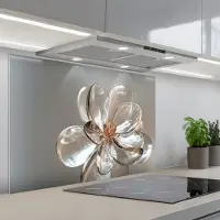KitchenYeah Spatscherm 90x60 cm - Zelfklevende achterwand Bloem - Glazen - Doorzichtig - Keuken muurbeschermer - Spatwand fornuis