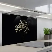 KitchenYeah Spatscherm 90x60 cm - Zelfklevende achterwand Gipskruid - Bloemetjes - Wit - Minimalistisch - Keuken muurbeschermer - Spatwand fornuis