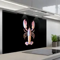 KitchenYeah Spatscherm 120x80 cm - Zelfklevende achterwand Kreeft - Roze - Zacht - Zwart - Keuken muurbeschermer - Spatwand fornuis