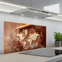 KitchenYeah Spatscherm 100x50 cm - Zelfklevende achterwand Wereldkaart - Koekjesdeeg - Warme baksfeer - Keuken muurbeschermer - Spatwand fornuis