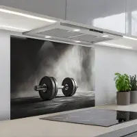KitchenYeah Spatscherm 90x70 cm - Zelfklevende achterwand Halter - Gewichten - Zwart - Keuken muurbeschermer - Spatwand fornuis