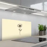 KitchenYeah Spatscherm 80x40 cm - Zelfklevende achterwand Klaproos - Illustratie - Zwart - Keuken muurbeschermer - Spatwand fornuis