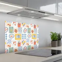 KitchenYeah Spatscherm 70x50 cm - Zelfklevende achterwand Zee - Sfeer - Mozaïek - Wijn - Keuken muurbeschermer - Spatwand fornuis
