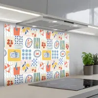 KitchenYeah Spatscherm 90x60 cm - Zelfklevende achterwand Zee - Sfeer - Mozaïek - Wijn - Keuken muurbeschermer - Spatwand fornuis