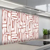 KitchenYeah Spatscherm 120x80 cm - Zelfklevende achterwand Roze - Wit - Organisch - Keuken muurbeschermer - Spatwand fornuis