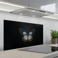 KitchenYeah Spatscherm 100x50 cm - Zelfklevende achterwand Vlinder - Monochroom - Balans - Keuken muurbeschermer - Spatwand fornuis