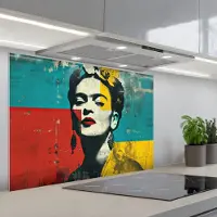 KitchenYeah Spatscherm 90x60 cm - Zelfklevende achterwand Bloemen - Felle kleuren - Grafisch - Modern - Keuken muurbeschermer - Spatwand fornuis