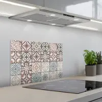KitchenYeah Spatscherm 60x40 cm - Zelfklevende achterwand Mozaïek - Bruin - Patroon - Tegel - Keuken muurbeschermer - Spatwand fornuis
