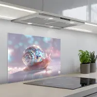 KitchenYeah Spatscherm 70x50 cm - Zelfklevende achterwand Slak - Disco - Mozaïek - Blauw - Keuken muurbeschermer - Spatwand fornuis