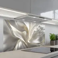 KitchenYeah Spatscherm 120x60 cm - Zelfklevende achterwand Stof - Plooien - Goud - Keuken muurbeschermer - Spatwand fornuis