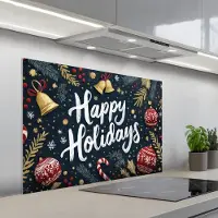 KitchenYeah Spatscherm 100x65 cm - Zelfklevende achterwand Feestelijk - Kerstgroet - Kleurrijk - Keuken muurbeschermer - Spatwand fornuis