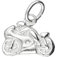 MOOYE ® - Collectie Zilveren Motor racer vlak klein kettinghanger